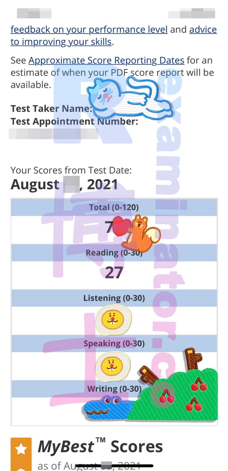 Erfolgsbild für Betrug im TOEFL Erfolgsgeschichte #184