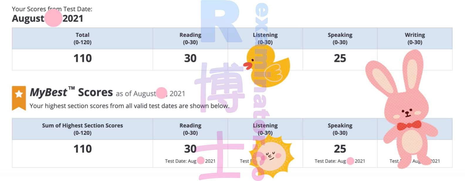 Erfolgsbild für Betrug im TOEFL Erfolgsgeschichte #191