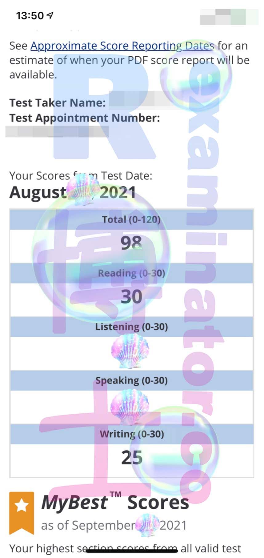 Erfolgsbild für Betrug im TOEFL Erfolgsgeschichte #194