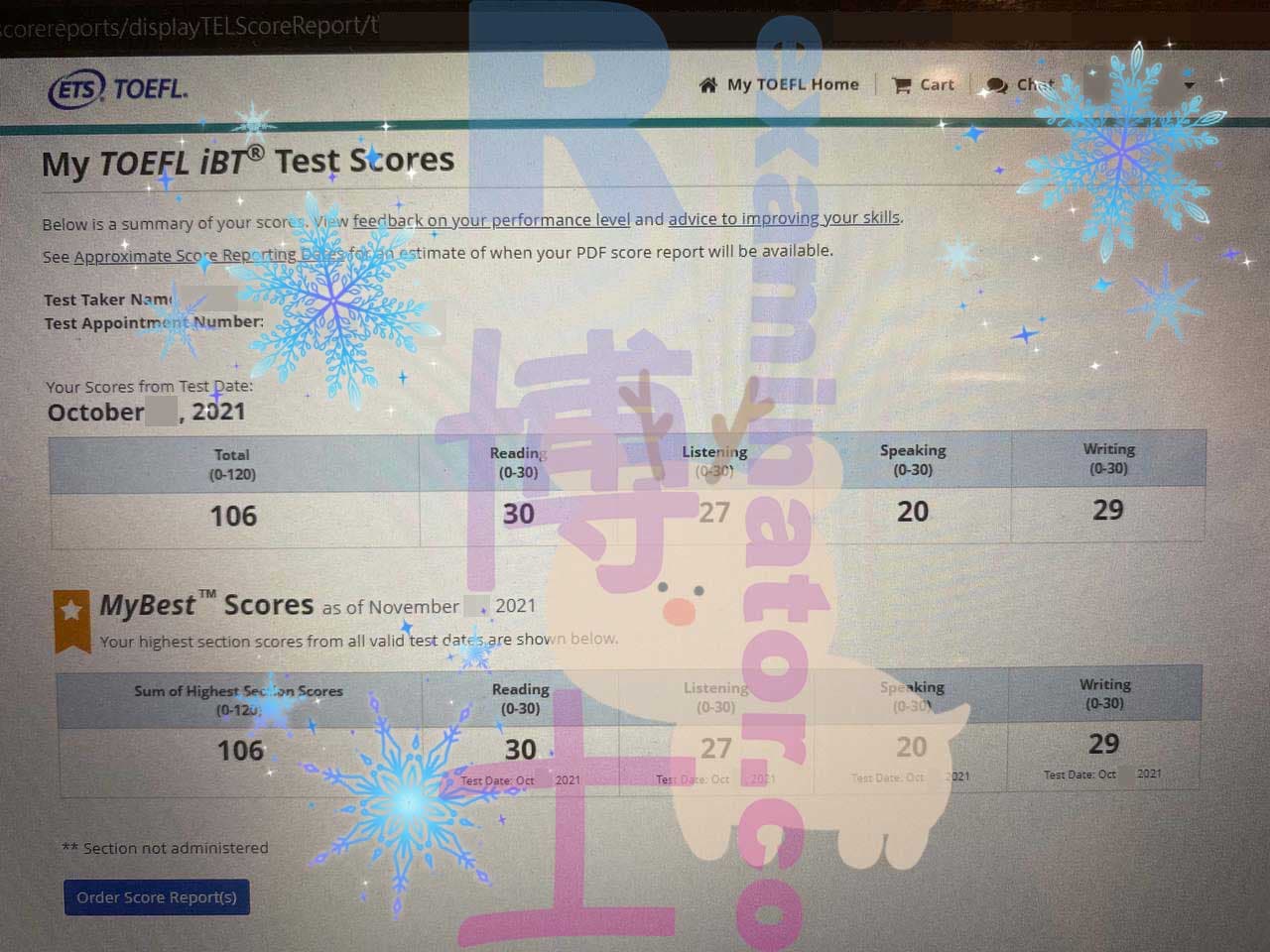 Erfolgsbild für Betrug im TOEFL Erfolgsgeschichte #239