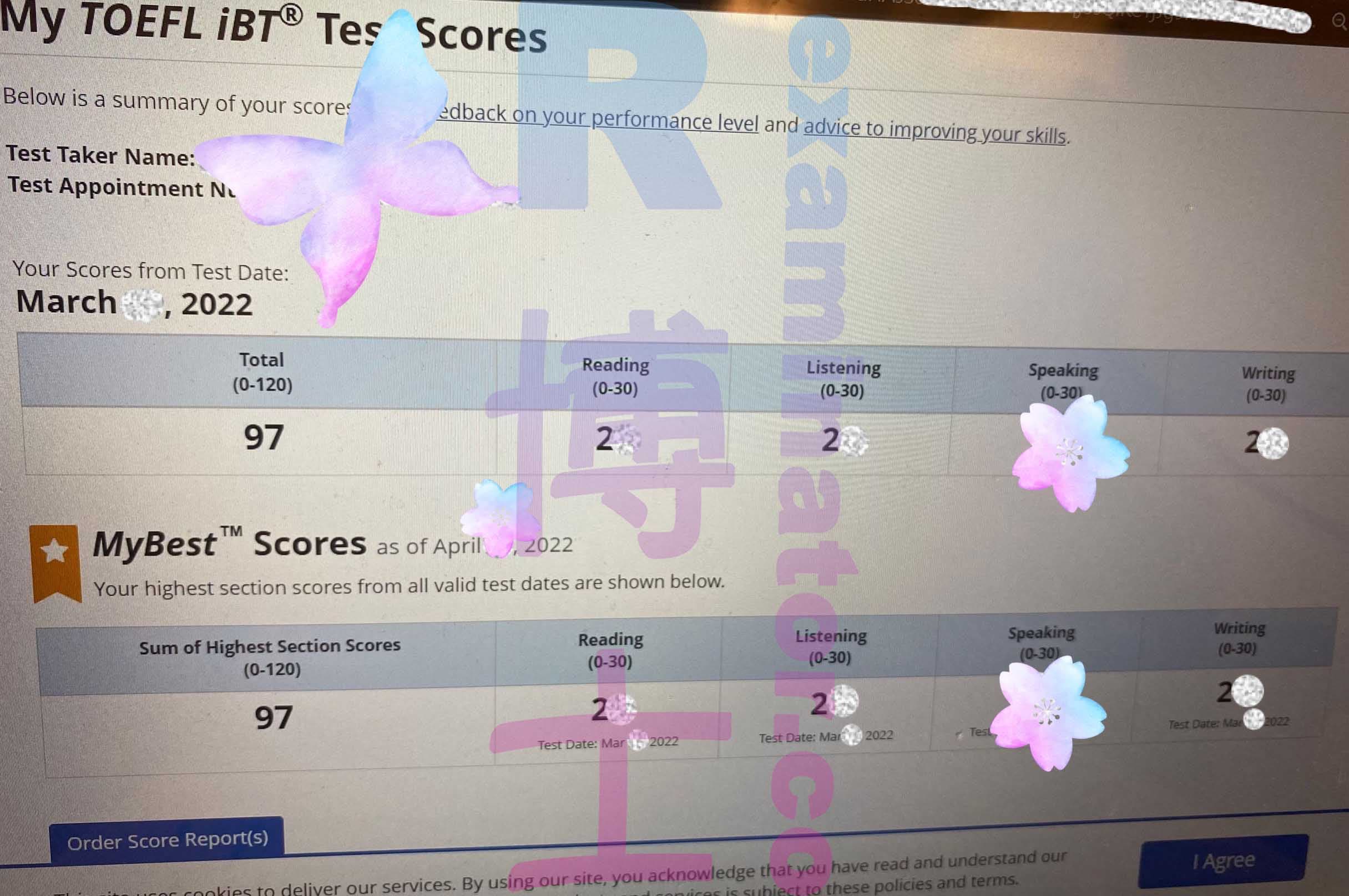 Erfolgsbild für Betrug im TOEFL Erfolgsgeschichte #290