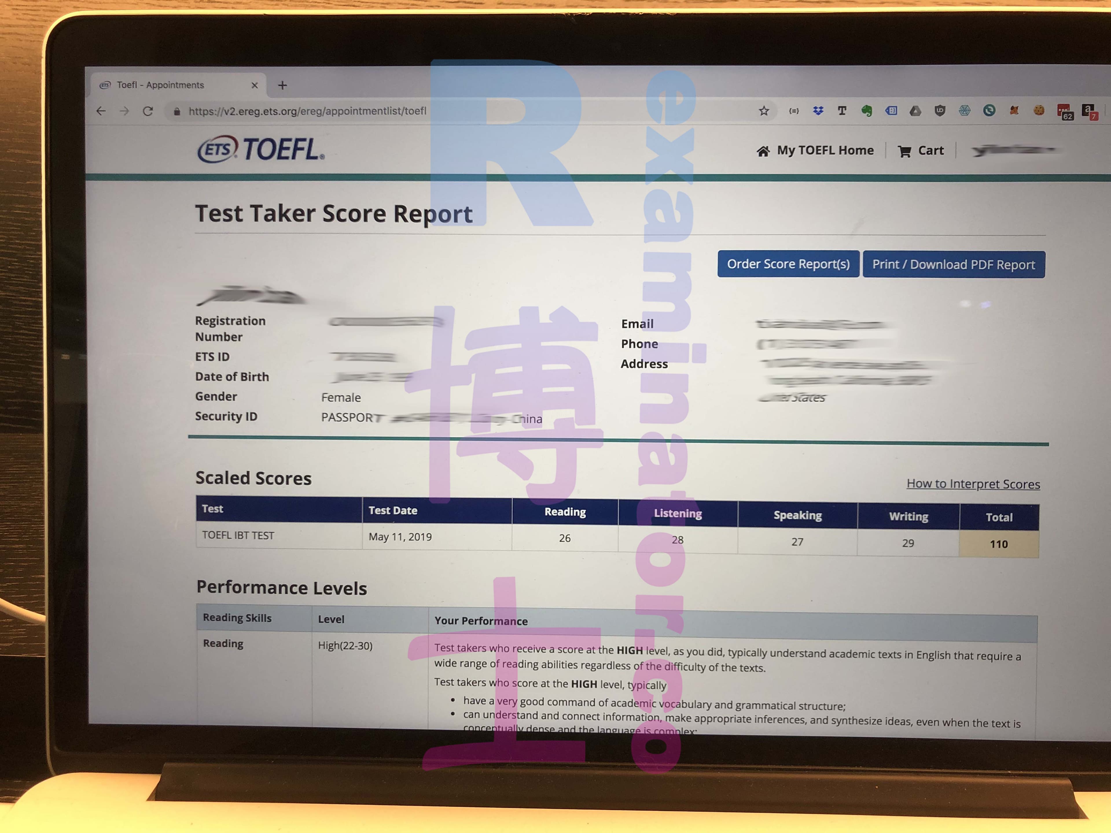 Erfolgsbild für Betrug im TOEFL Erfolgsgeschichte #37