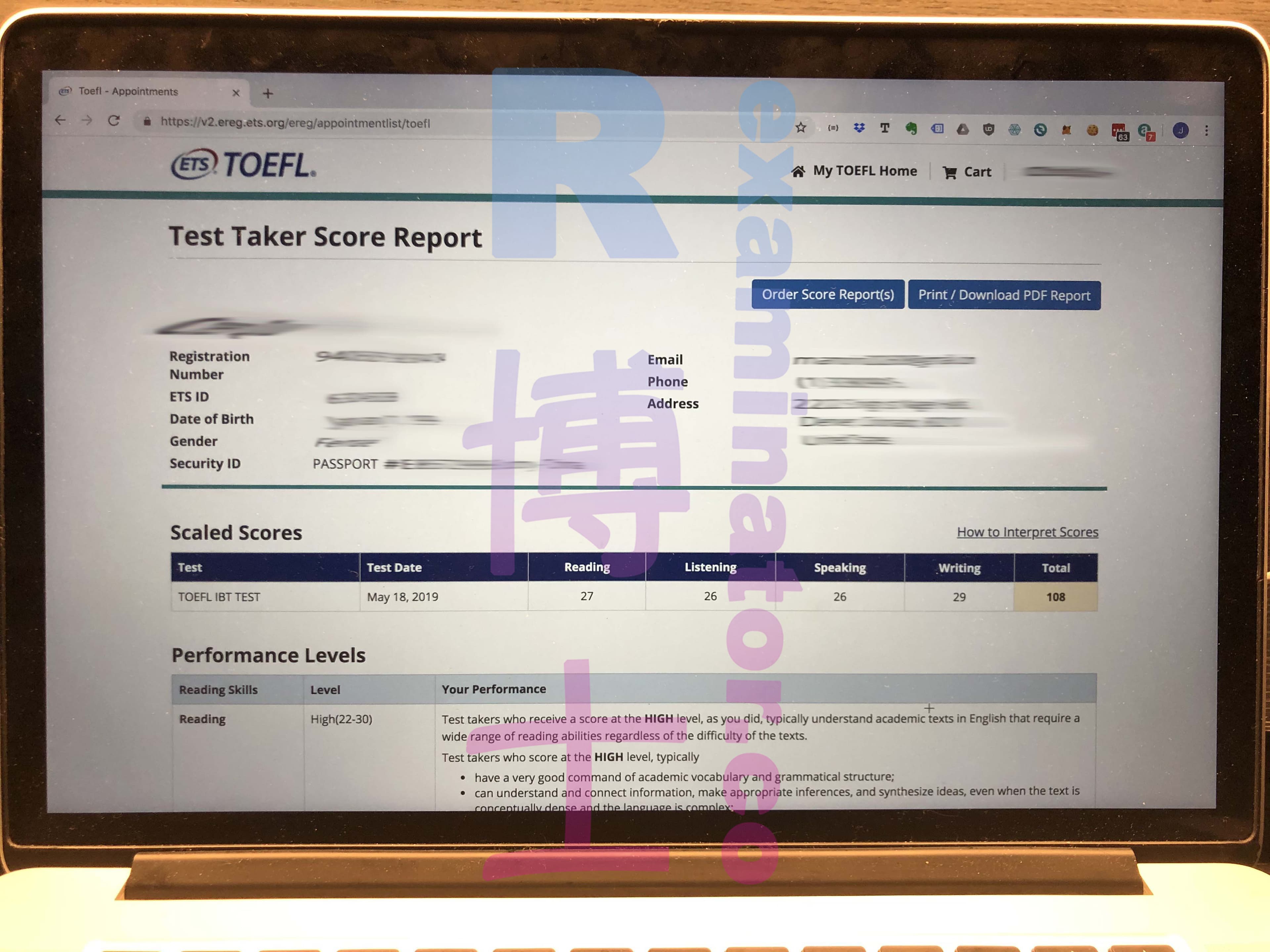 Erfolgsbild für Betrug im TOEFL Erfolgsgeschichte #39