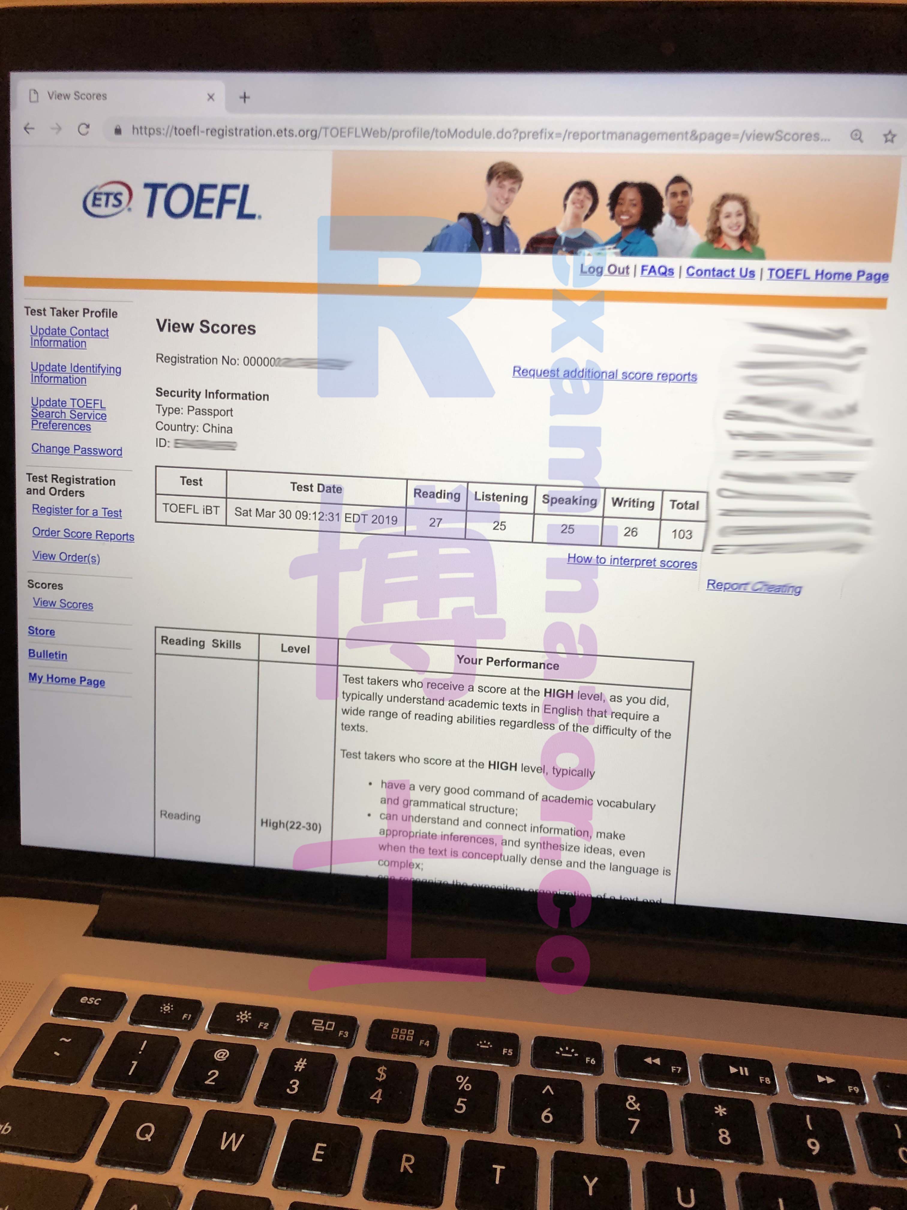 Erfolgsbild für Betrug im TOEFL Erfolgsgeschichte #33