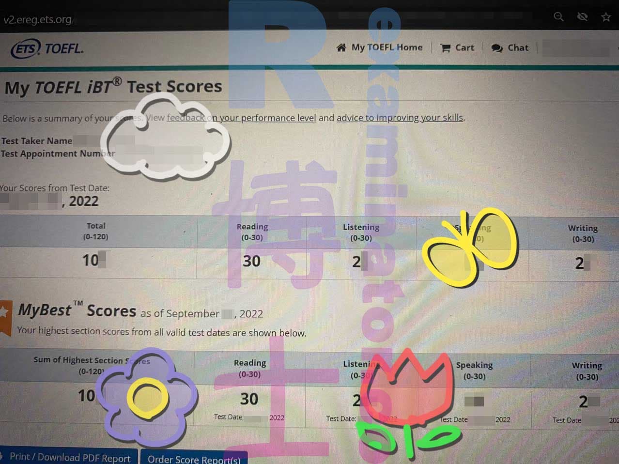 Erfolgsbild für Betrug im TOEFL Erfolgsgeschichte #387