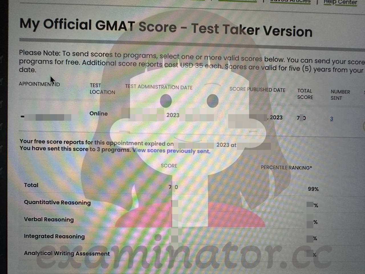 Erfolgsbild für Betrug im GMAT Erfolgsgeschichte #581