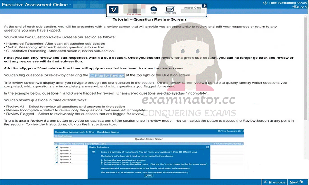 Bypass OnVUE and Cheat on Executive Assessment:  Tutorial - Question Review Screen